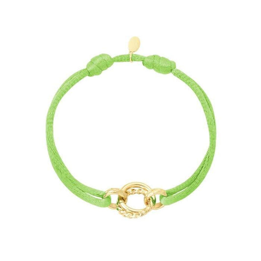 Bratara Verde din Snur Reglabil, cu Cerculete Inox