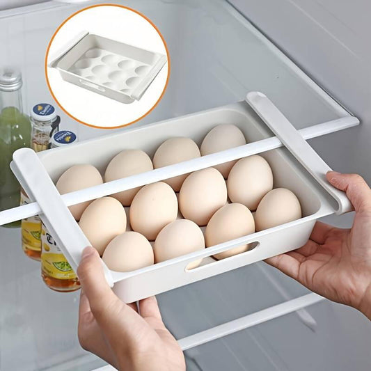 Cutie organizator pentru oua, legume, fructe, sistem prindere pe etajera