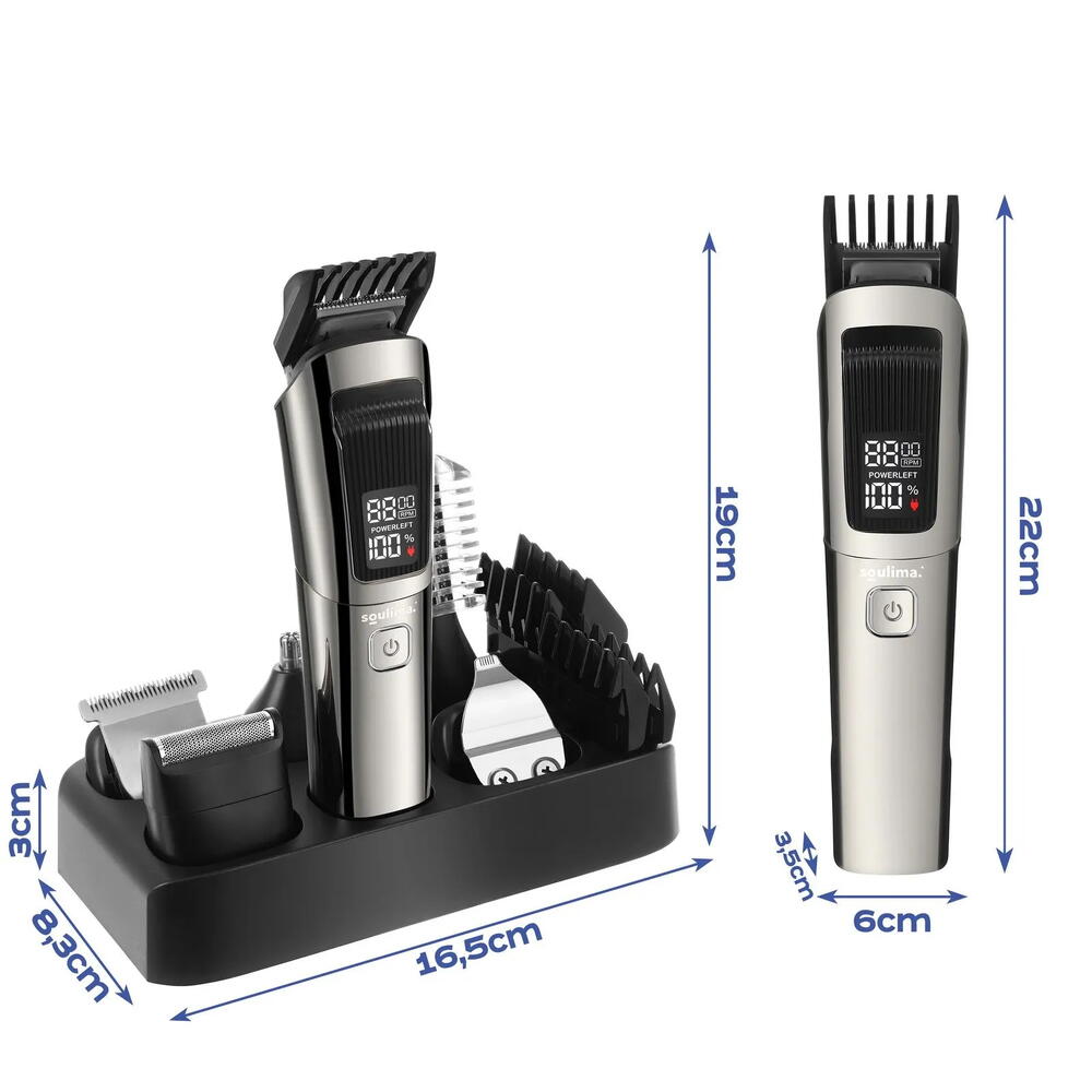 Masina de Tuns Barba si Parul 10  in 1, RapidCut, Autonomie 90 min, Nas, Urechi, Suport, Acumulator