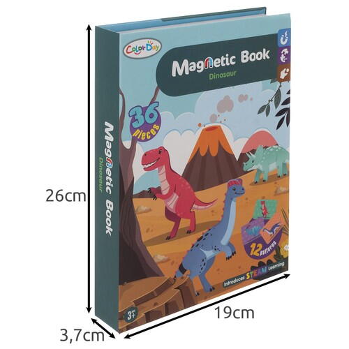 Carte tip Puzzle Magnetic , Set 36 magneti, 6 Cartonase Duble, Tema Dinozauri