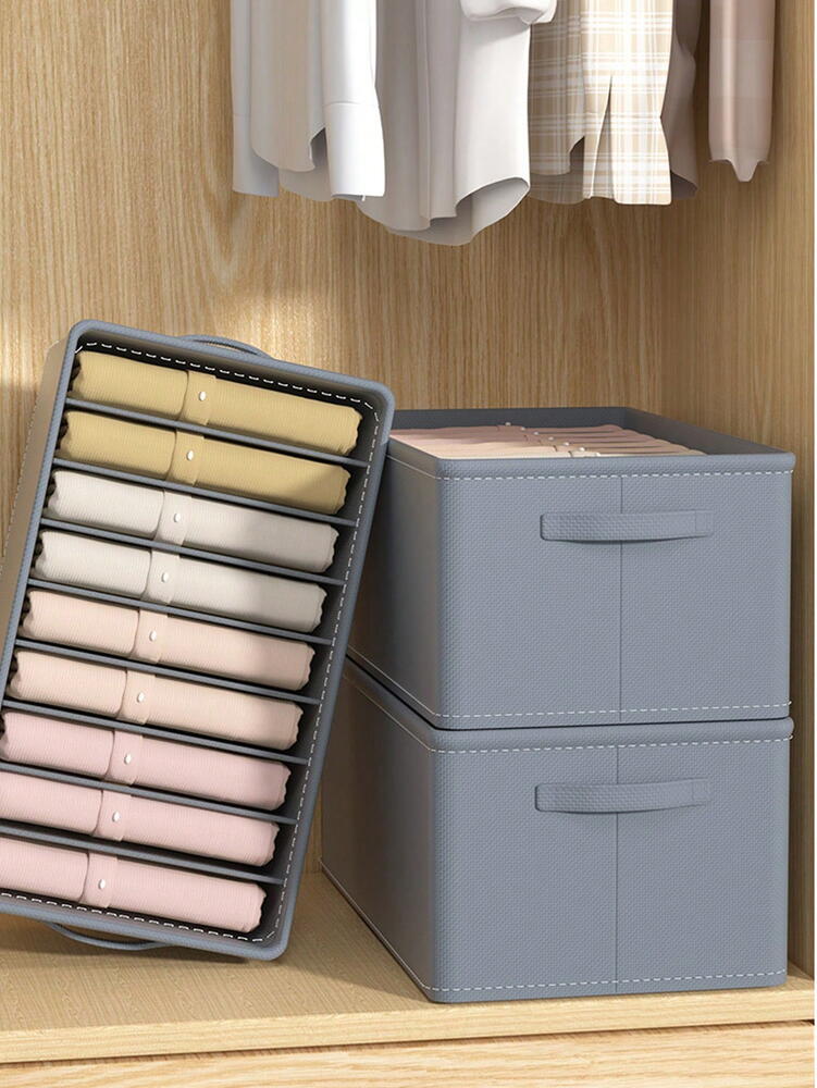 Organizator imbracaminte cu 9 compartimente pentru blugi, pulovere, camasi, 44x25x20 Gri