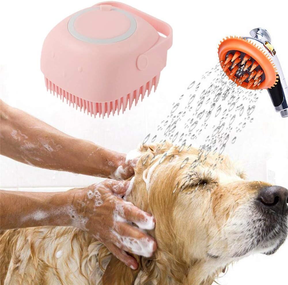 Burete de baie din silicon cu dozator, Mini Soft Brush, reutilizabilla, pentru adulti, copii, animale de companie, Roz