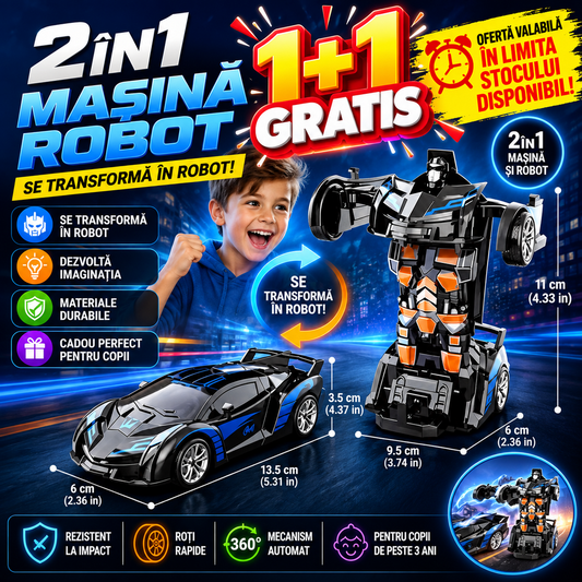 1+1 GRATIS Masinuta AutoRobot care se transforma in robot, 3+ Ani