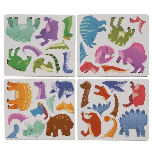 Carte tip Puzzle Magnetic , Set 36 magneti, 6 Cartonase Duble, Tema Dinozauri