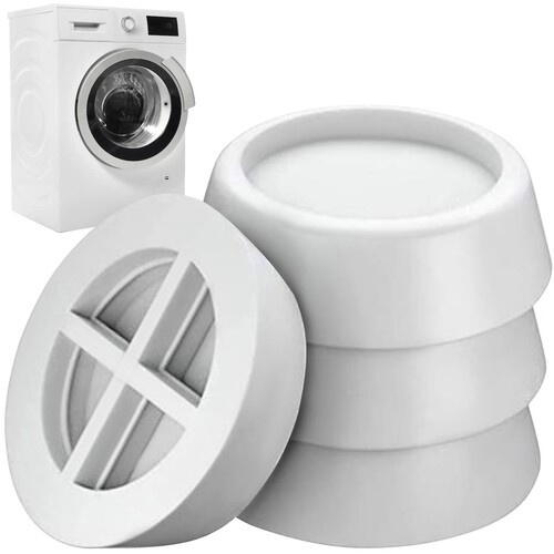 Set 4 suporti amortizare vibratii masina de spalat, frigider, antizgomot, antiderapant, Alb