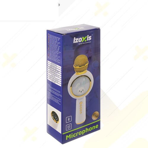 Microfon de karaoke pentru copii, Model Iepuras, Compatibil Bluetooth, Silentios, Fara fir, Alb