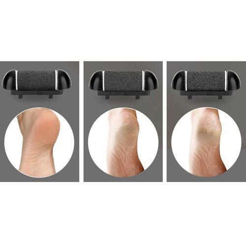 Set pentru ingrijirea picioarelor, Include 3 capete de slefuire, Acumulator 1200 mAh, Display digital Led, Incarcare USB, Viteza reglabila, Pentru pielea moarta, Calcaiul crapat sau mana aspra, Negru