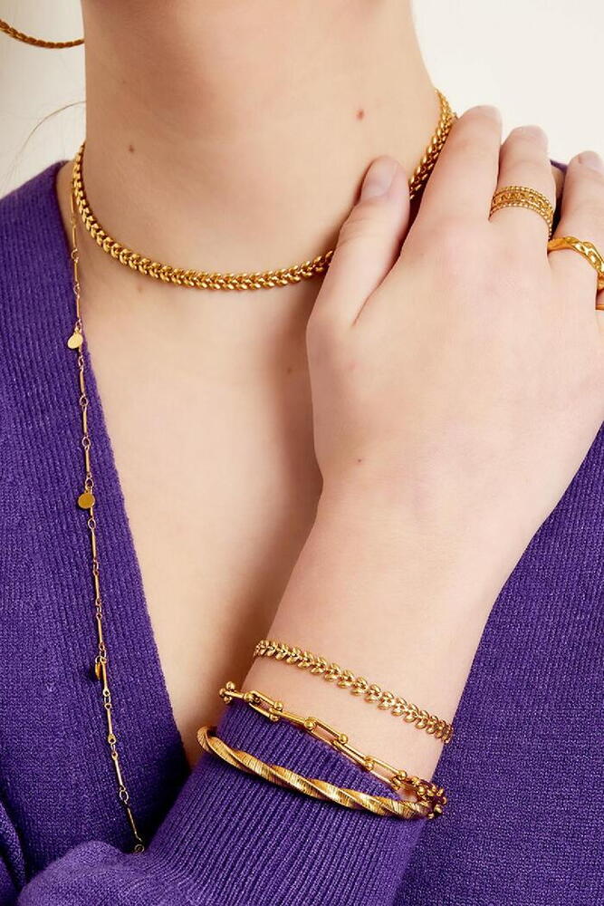 Bratara Inox Leafs, Auriu