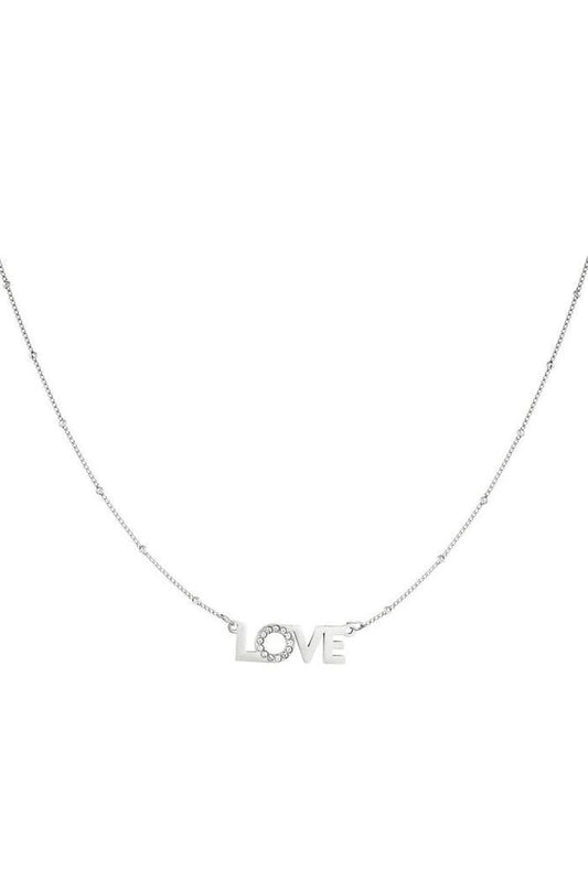 Colier Inox LOVE, Argintiu