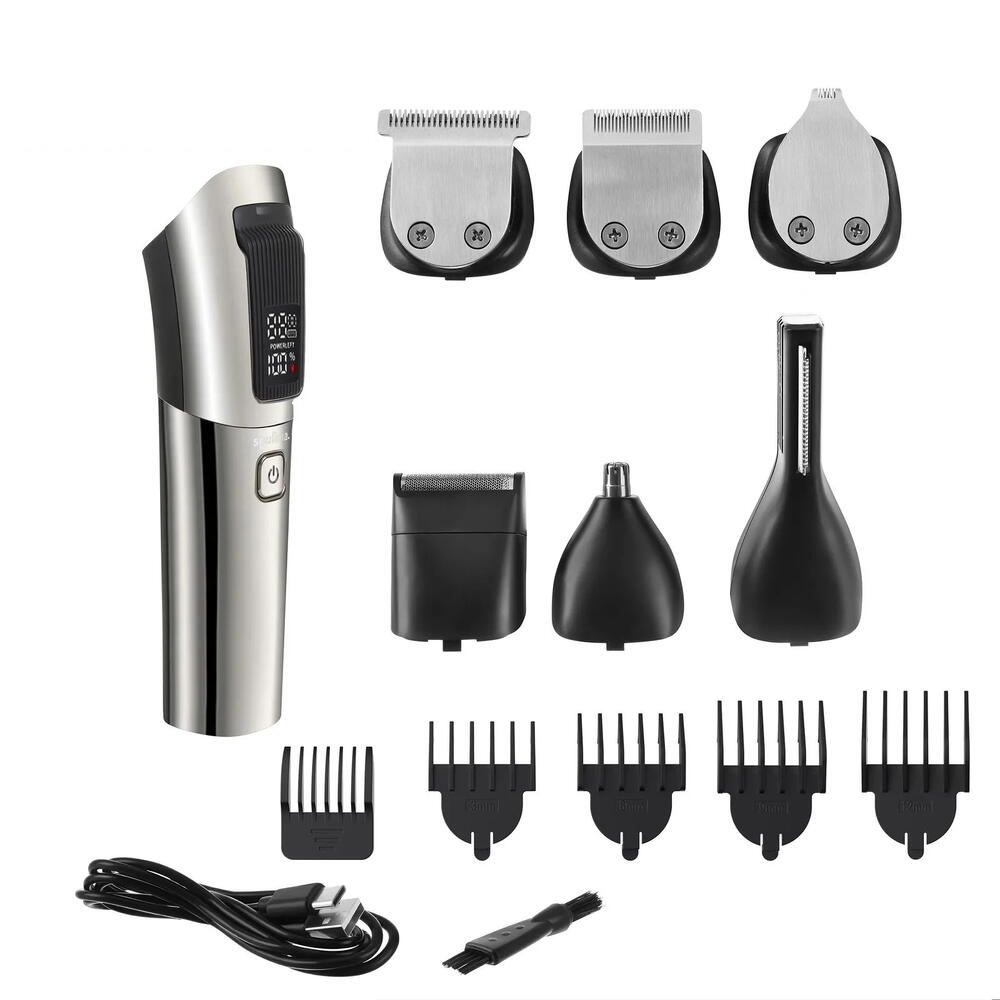 Masina de Tuns Barba si Parul 10  in 1, RapidCut, Autonomie 90 min, Nas, Urechi, Suport, Acumulator