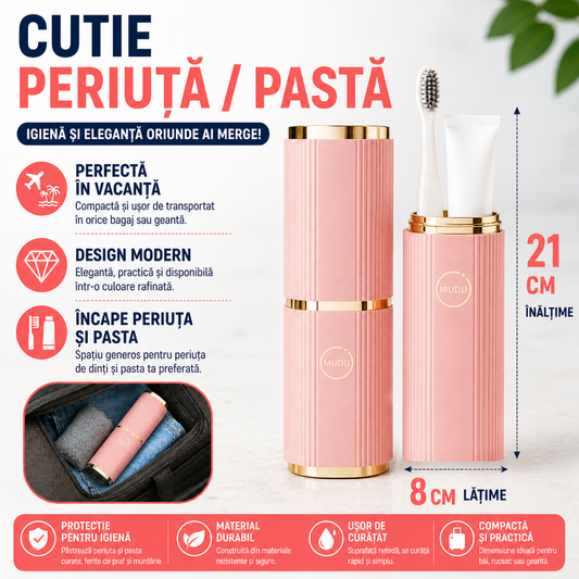 Cutie protectie periuta si pasta de dinti, Roz