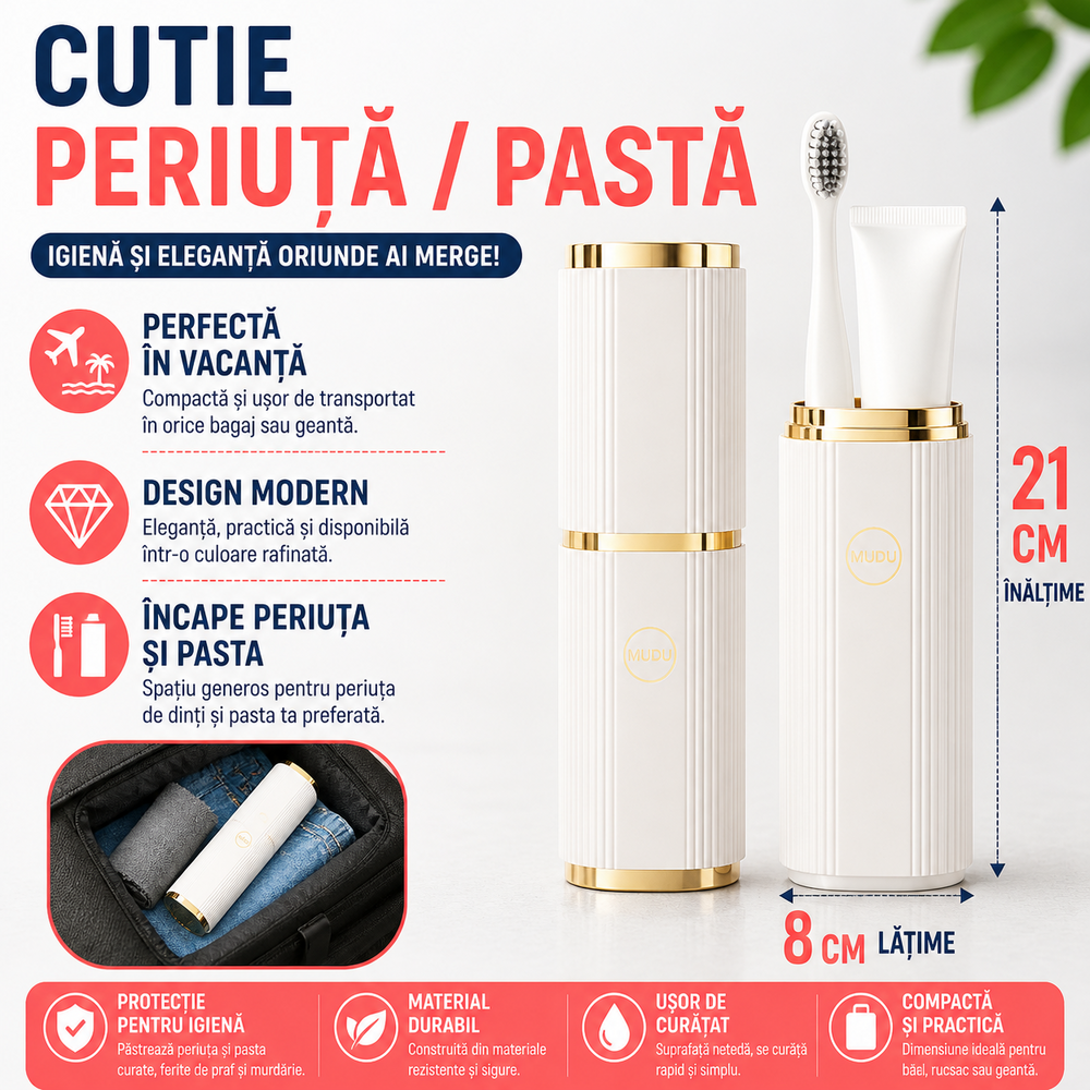 Cutie protectie periuta si pasta de dinti, Alb