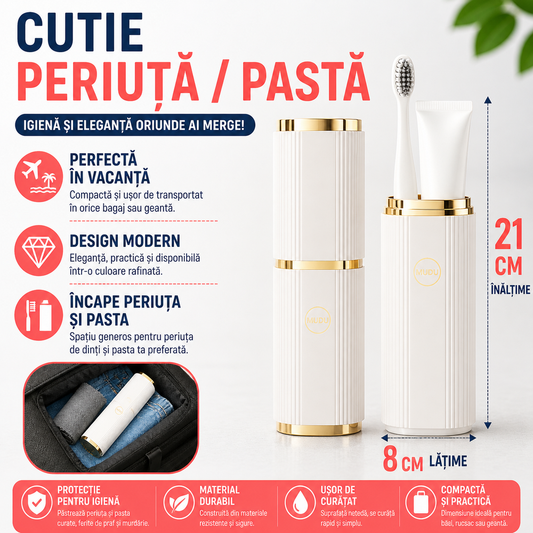 Cutie protectie periuta si pasta de dinti, Alb