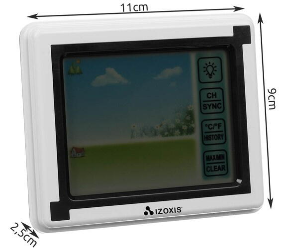 Termometru si Higrometru Profesional de Camera si Exterior cu Transmitatoare Wireless, 60 m Raza Actiune, Ecran LCD, Iluminare de Fundal, Touch, Alb