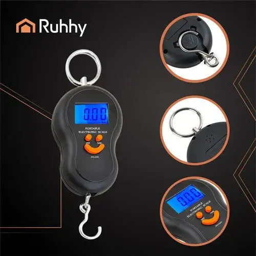 Cantar digital suspendat pentru bagaje si pescuit, cu carlig, capacitate maxima 50 kg, afisaj LCD, functie HOLD, 21 x 7 cm