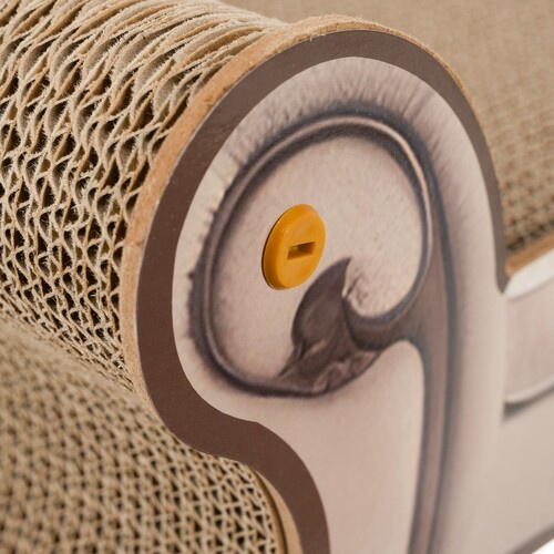 Canapea pentru ascutit gheare pisici, carton presat stratificat, dimensiune totala 32 x 29 x 60 cm, Crem