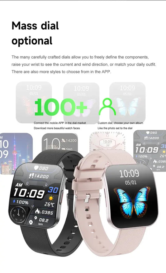 SmartWatch cu Senzor Glucometru, Tensiune Arteriala, Ritm Cardiac, Nivel Oxigen, Apel Bluetooth, HRV, Calendar, Meniu RO S857