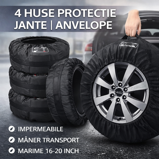 Set 4 huse pentru anvelope/cauciucuri, cu maner, impermeabil, pentru dimensiunea 16-20