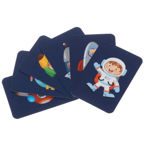 Carte tip Puzzle Magnetic , Set 50 magneti, 6 Cartonase Duble, Tema cosmos