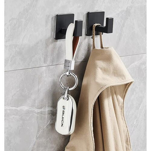 Set 4 cuiere autoadezive, Aluminiu, Dimensiuni 5.5 x 5.5 cm, Calitate premium, Negru