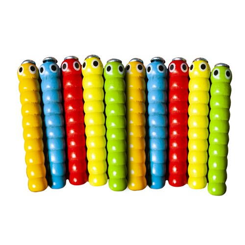 Joc din lemn de pescuit viermisori din capsuna - joc de indemanare, Rosu