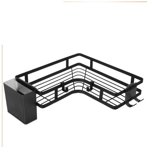 OFERTA 1+1 GRATIS Set Raft de Dus cu Etajere Colt pentru Baie, din Otel Inoxidabil, Organizator Baie cu Montare Usoara fara Gaurire, Design Modern, Negru