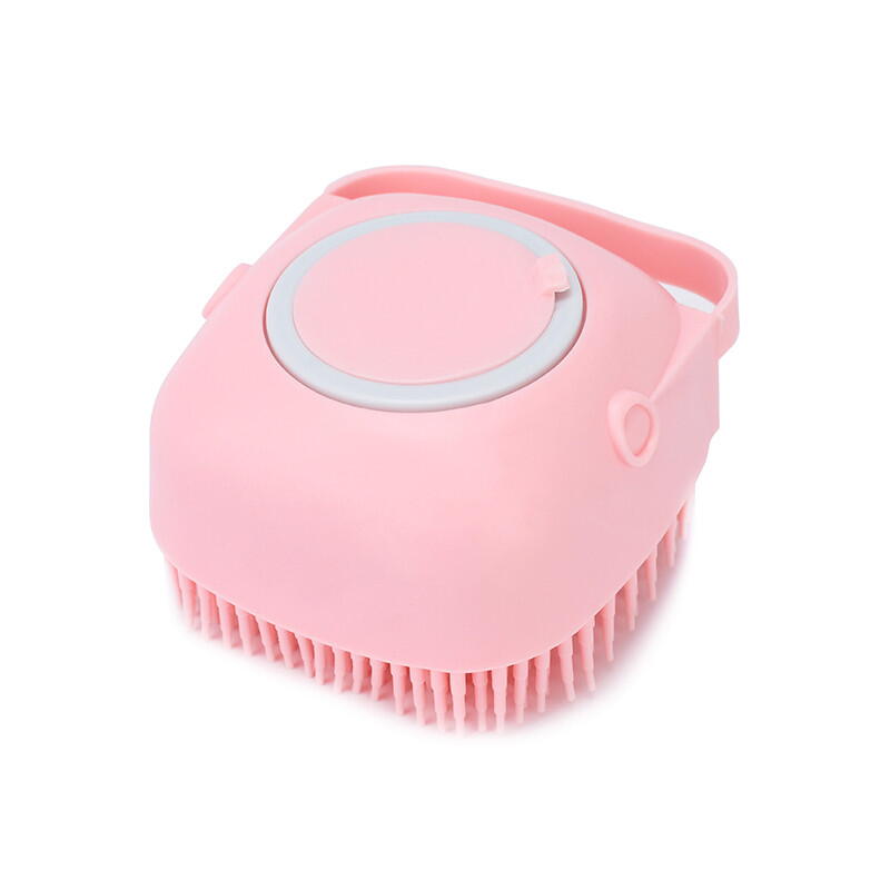 Burete de baie din silicon cu dozator, Mini Soft Brush, reutilizabilla, pentru adulti, copii, animale de companie, Roz