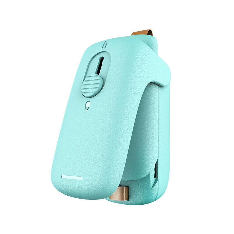 Mini Aparat de Sigilat Pungi, Cutter inclus, Cu baterii, Bleu