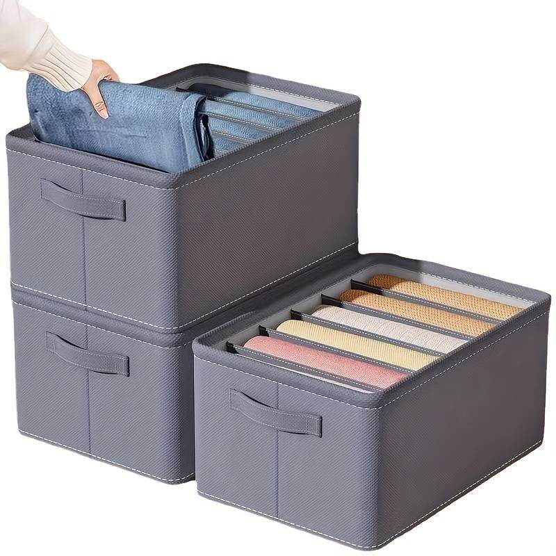 Organizator imbracaminte cu 9 compartimente pentru blugi, pulovere, camasi, 44x25x20 Gri