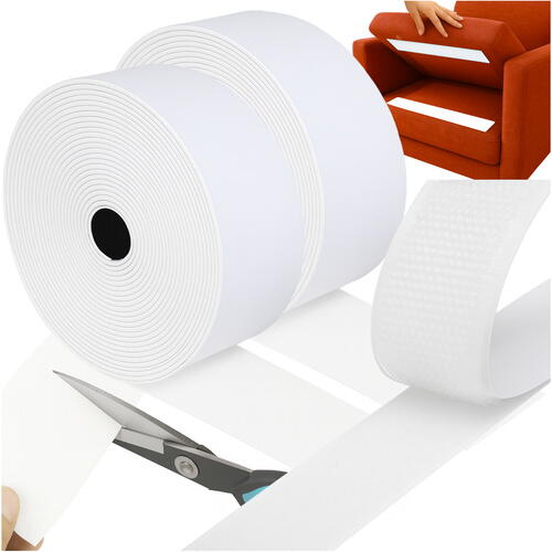 Banda velcro adeziva, Banda cu scai si adeziv, Reutilizabila, Latime 5 cm, Lungime 5 m, Alb