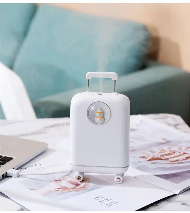 1+1 GRATIS Umidificator de aer cu ultrasunete, 210ML, cu iluminat LED, pentru casa si birou, Alb