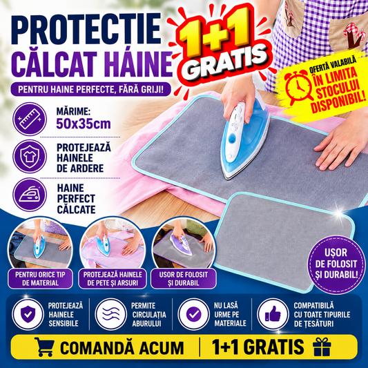 1+1 GRATIS Plansa protectoare pentru calcat haine delicate cu orificii pentru trecerea aburilor, 35x50 cm