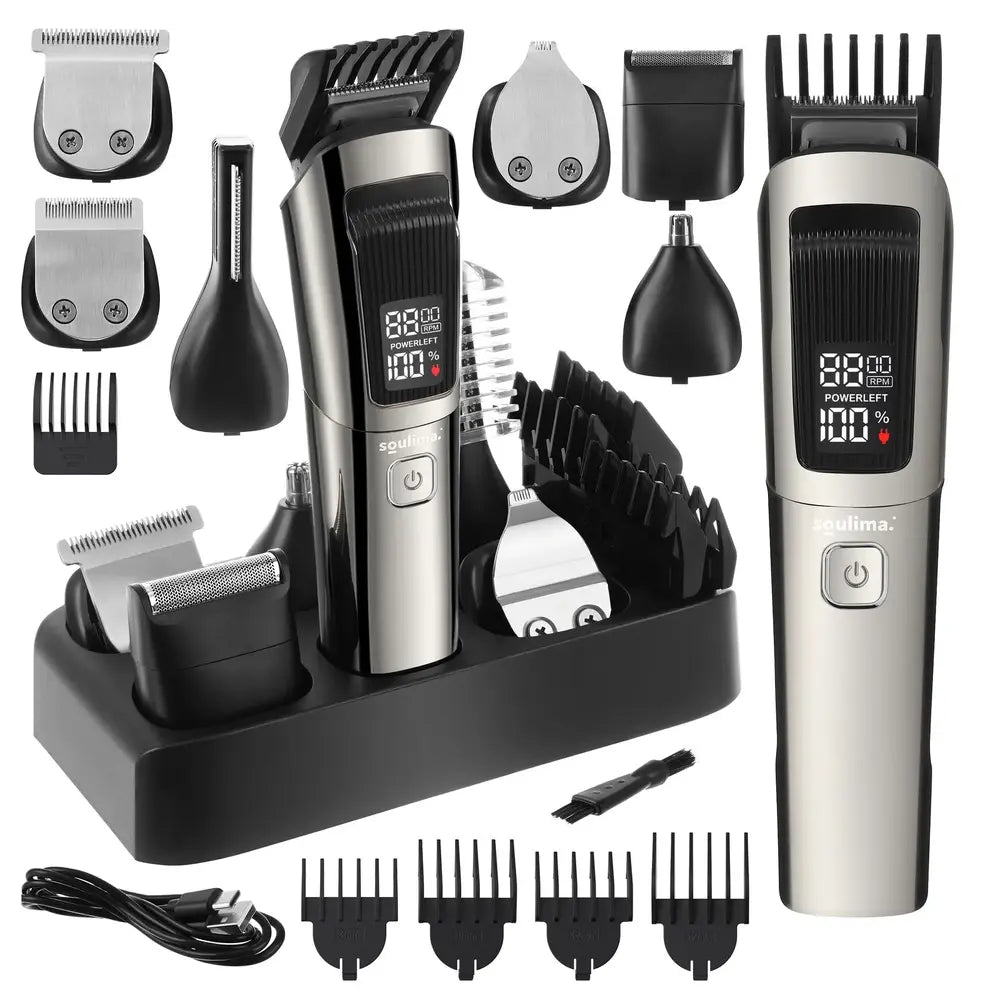 Masina de Tuns Barba si Parul 10  in 1, RapidCut, Autonomie 90 min, Nas, Urechi, Suport, Acumulator