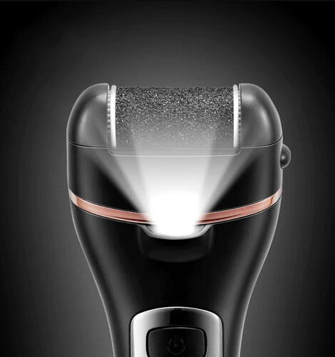 Set pentru ingrijirea picioarelor, Include 3 capete de slefuire, Acumulator 1200 mAh, Display digital Led, Incarcare USB, Viteza reglabila, Pentru pielea moarta, Calcaiul crapat sau mana aspra, Negru