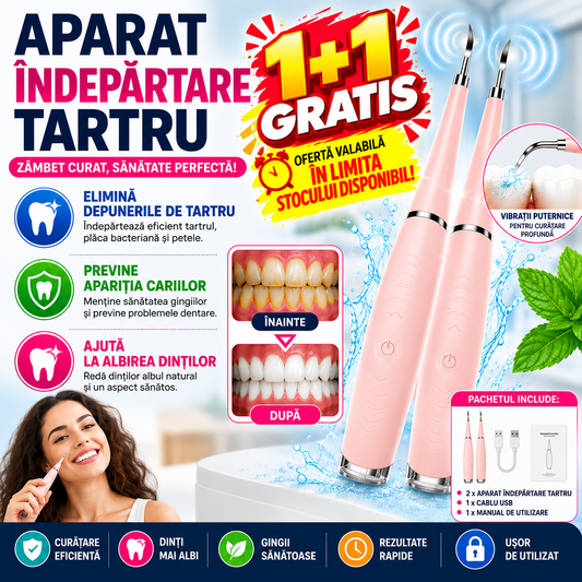 1+1 GRATIS Dispozitiv electric pentru indepartarea depunerilor de tartru, Roz