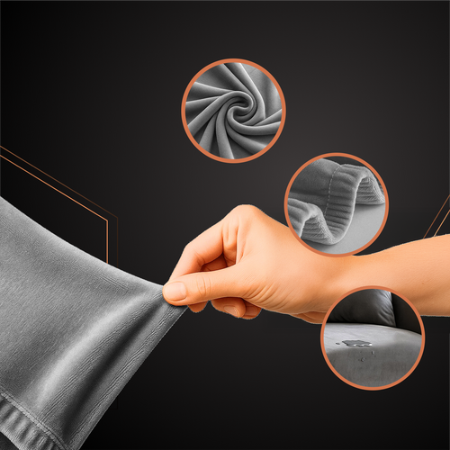 Husă elastică din catifea pentru canapea 190-230 cm, Impermeabila + față de pernă