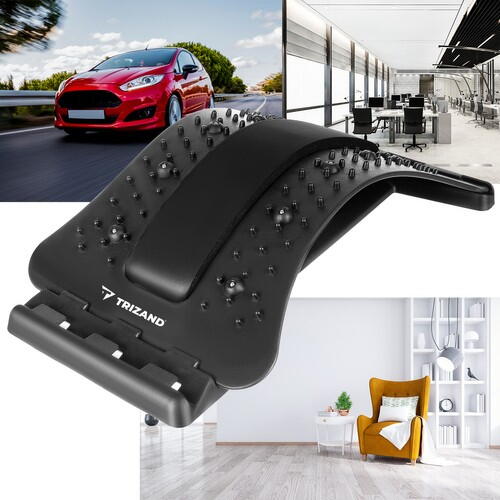 Aparat Pentru Masaj Lombar, Contribuie La Relaxarea Muschilor, Corectarea Posturii, Acupresiune, Tratarea Durerilor De Spate, Albastru/Negru