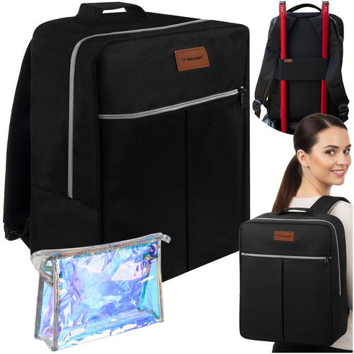 Rucsac, Geanta de calatorie, 17L, 38x24x18cm, Trusa Cosmetice Inclusa, Negru