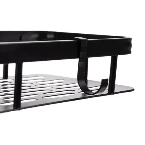 OFERTA 1+1 GRATIS Rafturi pentru baie, rezistente la umiditate, montare usoara, autoadezive, aluminiu, 30 x 13 x 4.7 cm, Negru