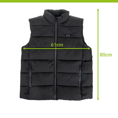 Vesta incalzita cu 3 setari de caldura, 11 incalzitoare si conexiune USB la baterie externa, Unisex, Marime XL, Negru