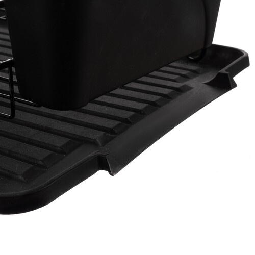 Scurgator de Vase cu Suport Tacamuri si Pahare, Tavita Scurgere, Inox, Negru, 44 x 31.5 x 14.5 cm