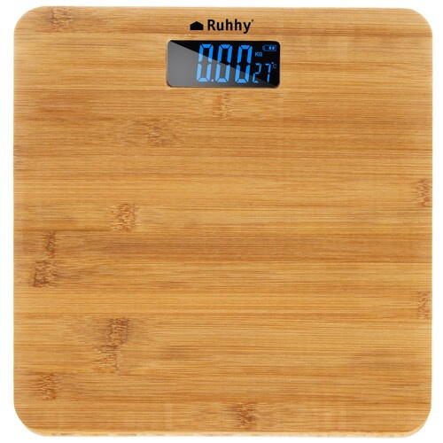 Cantar corporal electronic din bambus, 180 kg, LCD, 28x28x3 cm, Oprire Automata