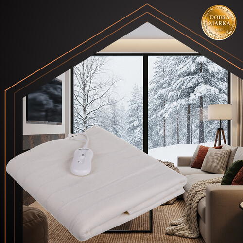 Patura electrica incalzita 190x80, Moale, 3 trepte temperatura, 65 W, Telecomanda, Alba, Spalare la masina