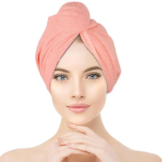 Prosop pentru uscarea parului, tip Turban, din microfibra, Corai