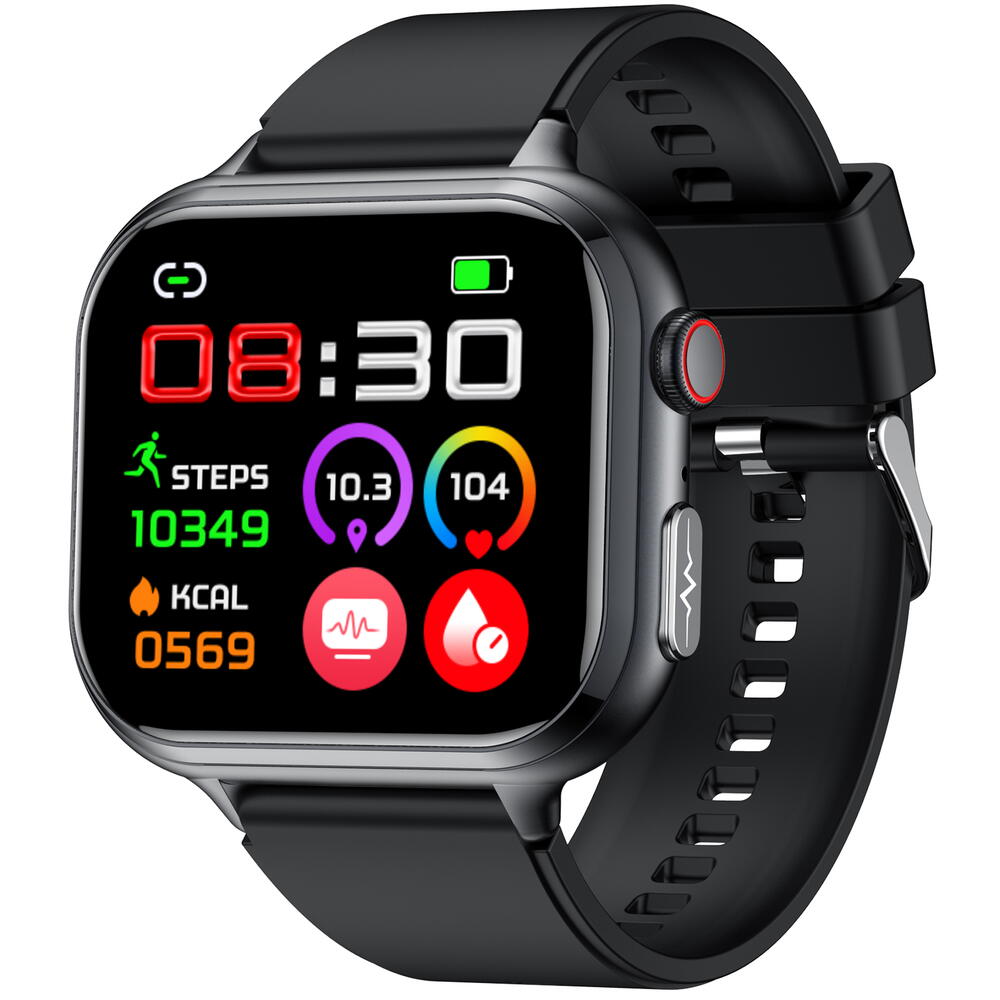 SmartWatch cu Senzor Glucometru, BIA, EKG, Ritm Cardiac, Nivel Oxigen, Tensiune Arteriala, Temperatura Corporala, Acid Uric, Calculator S859