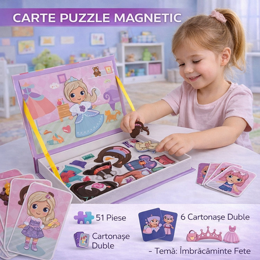 Carte tip Puzzle Magnetic , Set 51 magneti, 6 Cartonase Duble, Tema Costume