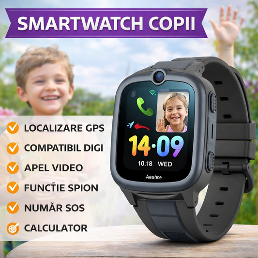 SmartWatch pentru copii cu Functie Telefon (SIM), 4G - Compatibil DIGI, GPS, SOS, Apel Video, Functie Spion, Calculator, S872