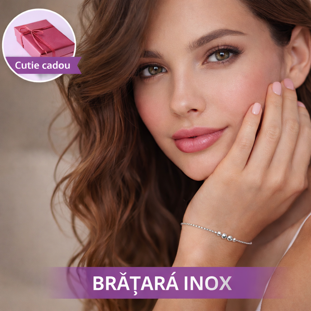 Bratara Inox Cu Bilute, Argintiu