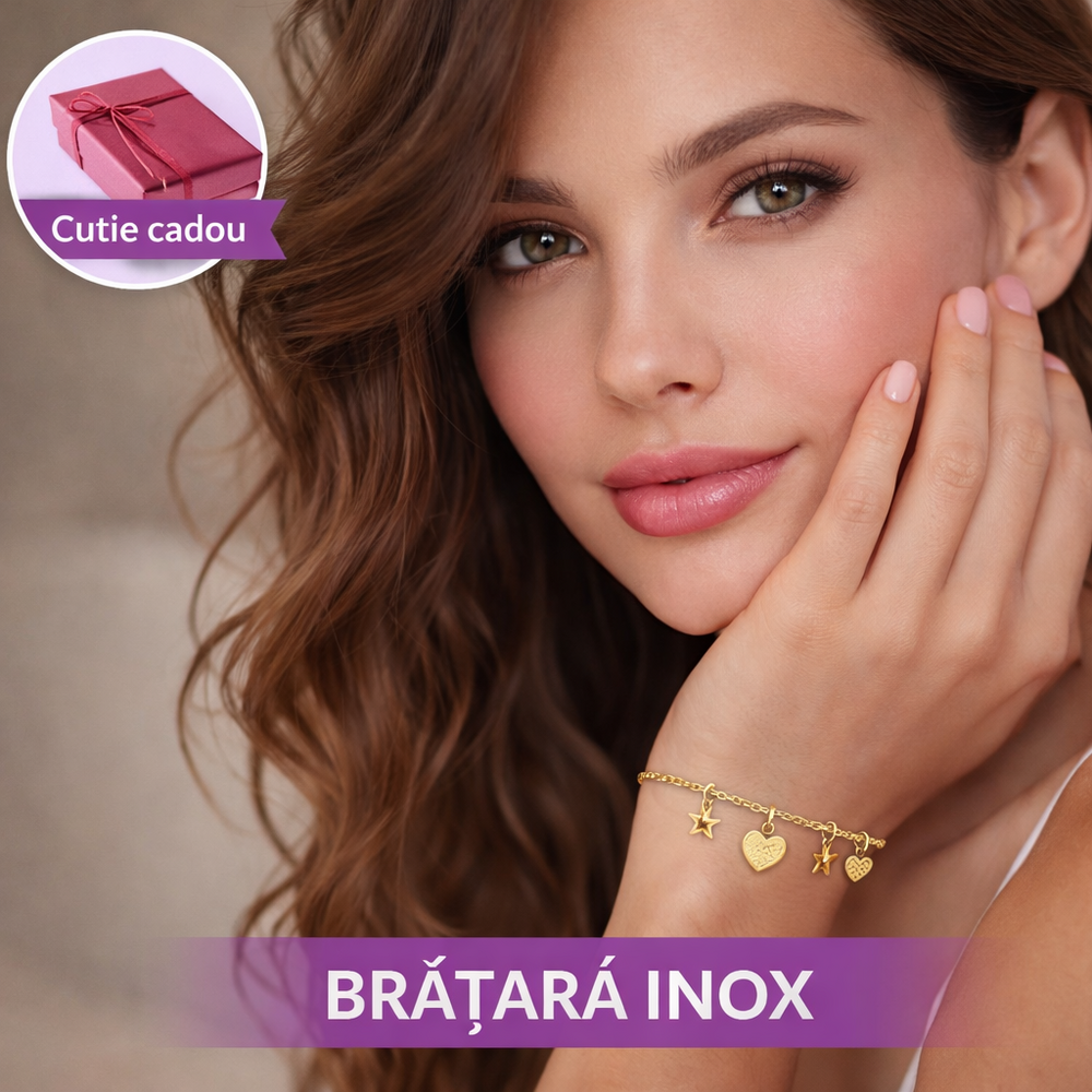 Bratara Inox Heart Coins, Auriu
