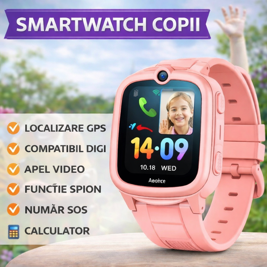 SmartWatch pentru copii cu Functie Telefon (SIM), 4G - Compatibil DIGI, GPS, SOS, Apel Video, Functie Spion, Calculator, S873